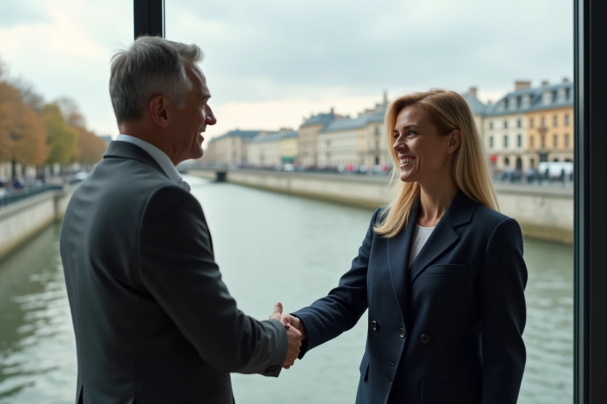 Chasseur de têtes à Bordeaux lors d'une rencontre avec un profil CXO en costume devant les quais de la Garonne