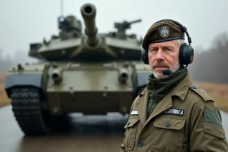Commandant de tank moderne près d'un Leopard 2A RC 3,0