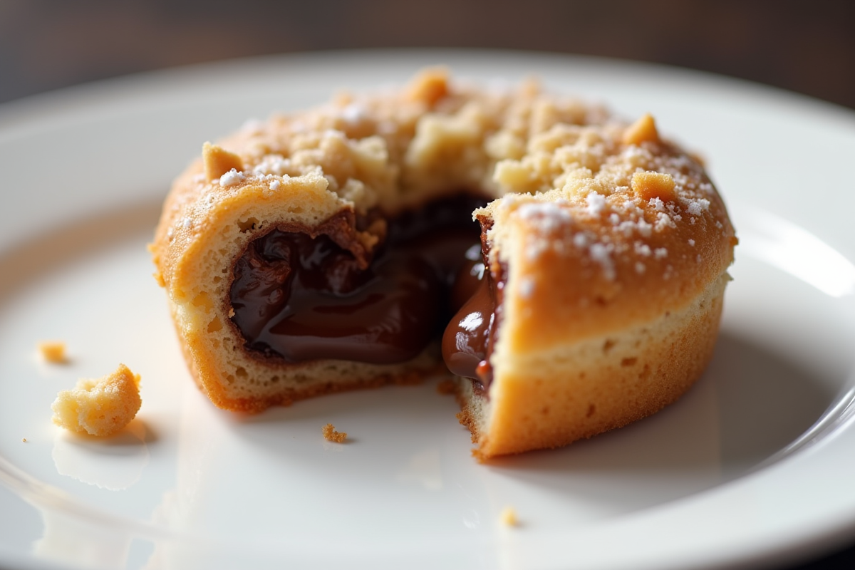 Morceau de craquelin au chocolat cassé sur une assiette blanche