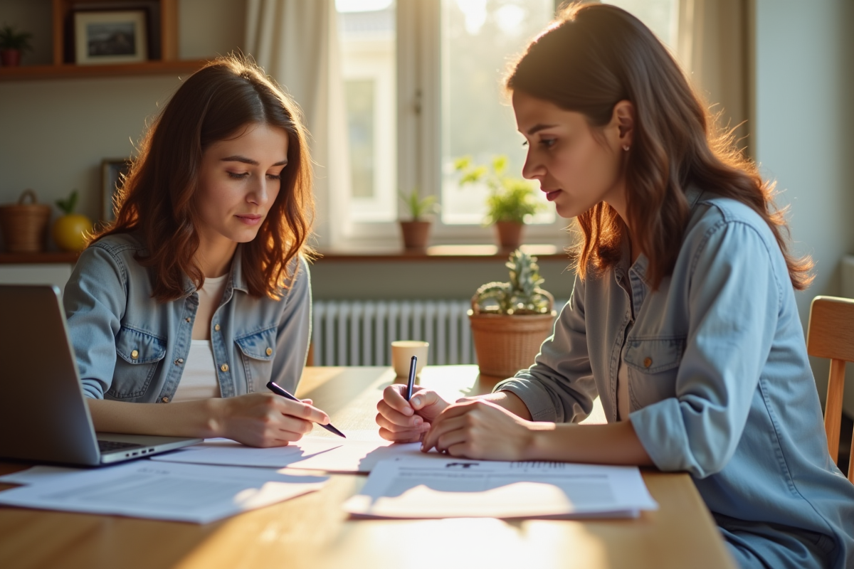 Discussion entre mère et assistante sociale autour de documents