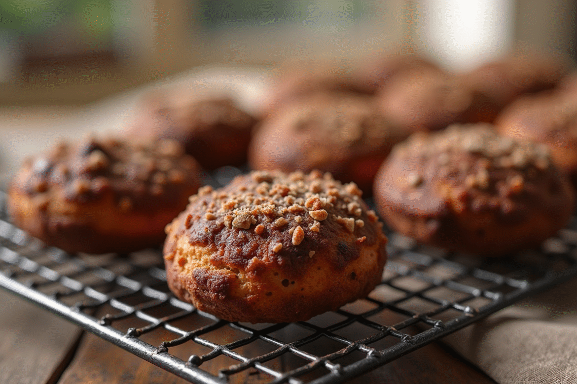 Craquelins au chocolat fraîchement cuits sur un grille