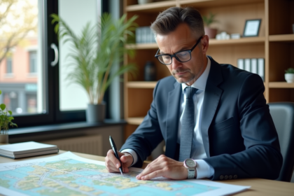 Urbaniste en planification urbaine examinant des cartes détaillées