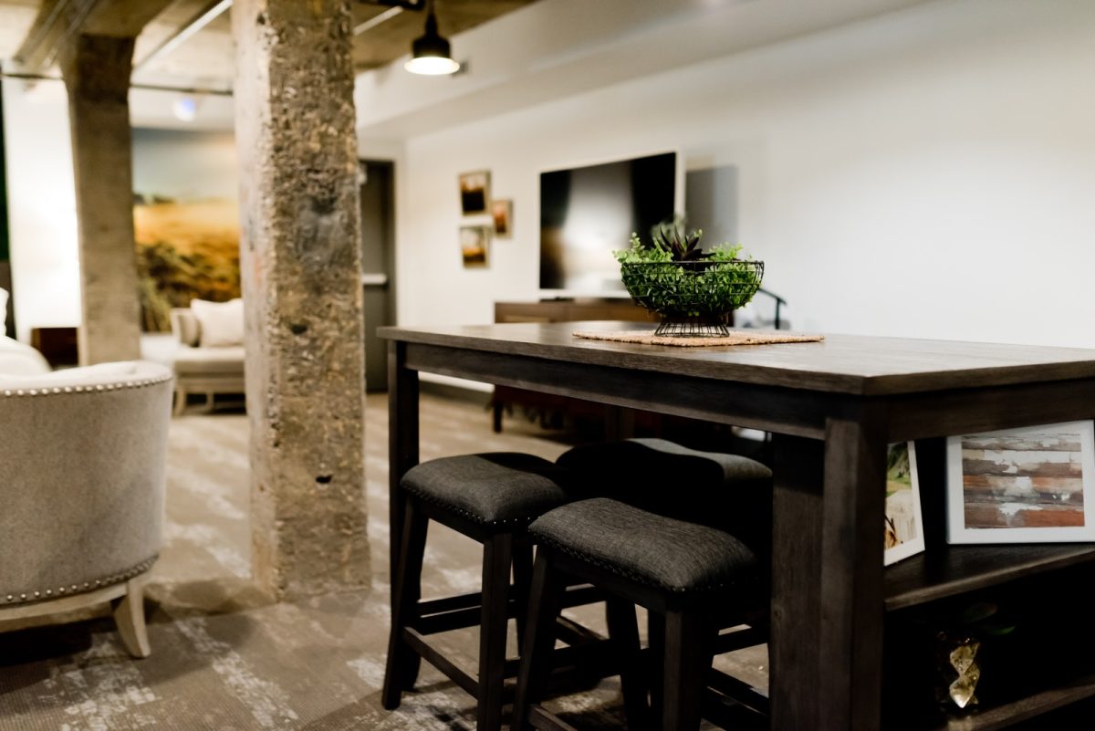 brown wooden table with chairs